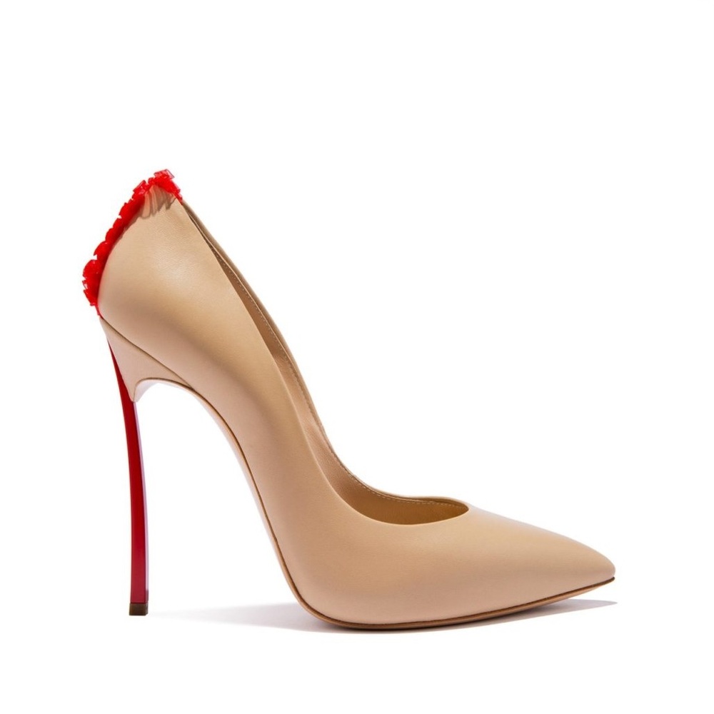 Casadei Nude Beige and Red Stiletto Pumps